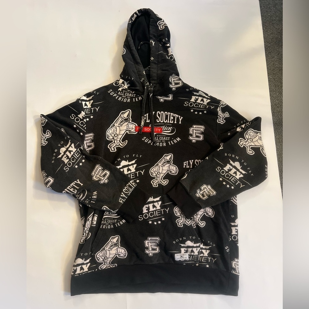 Society Black and White Graphic Hoodie